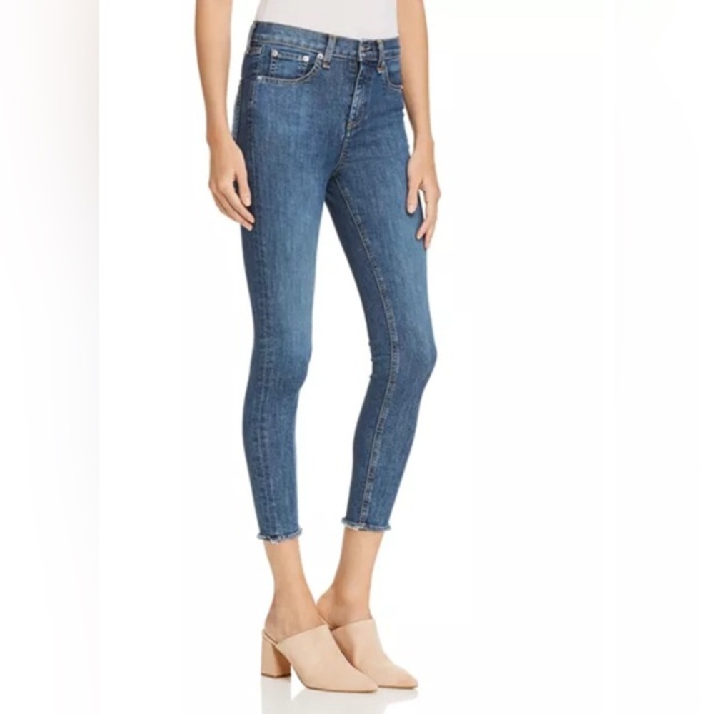 NWT Rag & Bone High Rise Ankle Skinny Stretch Jean in West, Medium Wash size 25